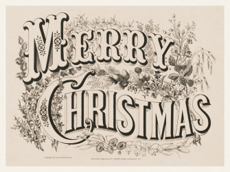 Merry Christmas Rustic Farmhouse Vintage Lithograph Retro Home
