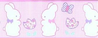 Pink Bunny Nursery Wallpaper Border