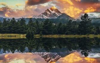 Wallpaper Forest HDr Usa Mountain Lake Sunset In The