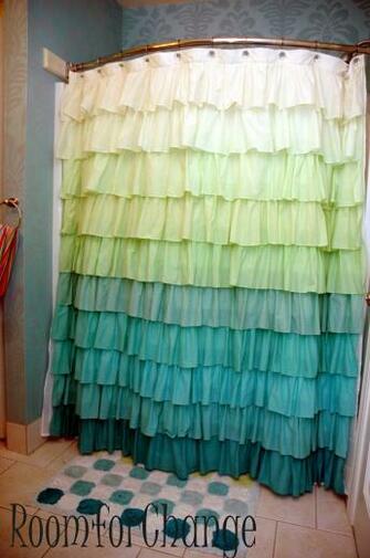 Can You Believe This Adorable Ruffled Shower Curtain And Rug Came From