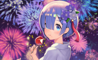 Fireworks Rem Anime Re Wallpaper