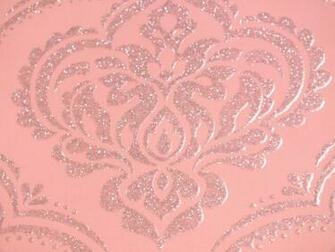 Pink With Silver Glitter Damask Wallpaper
