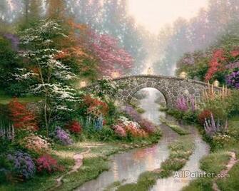 Thomas Kinkade Stillwater Bridge Oil Painting Reproductions For