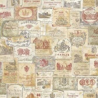 Vintage French Wallpaper Wine Labels