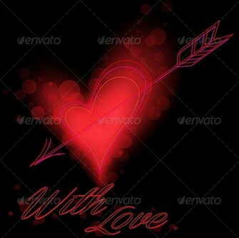 Red Heart On Black Background Valentines Seasons Holidays