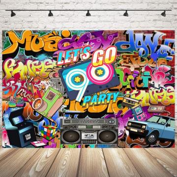 Amazon Mocsicka Let S Go 90s Party Theme Backdrop Vintage