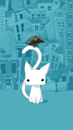 Cute City Cartoon Cat iPhone 5s Wallpaper