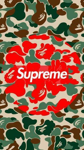 Supreme X Bape iPhone Wallpaper Top