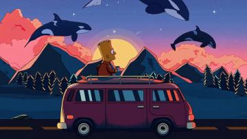 Sunrise Scenery Chill Coffee Bart Simpson Wallpaper 4k 7830g