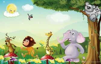 Custom Cartoon Animals Wallpaper Kids Room Baby Children Tv