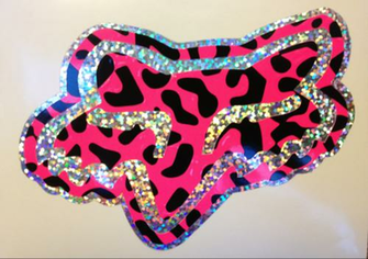 Vinyl Decal Fox Racing Neon Pink Glitter Leopard