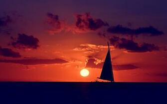 Sailing Ocean Sunset Wallpaper