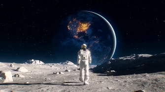 Astronaut Walking On The Moon Live Desktop Wallpaper