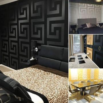 Greek Key Wallpaper Versace White And Silver Bedroom