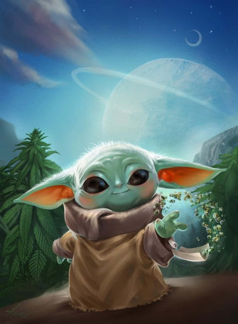 Baby Yoda Cartoon Wallpaper
