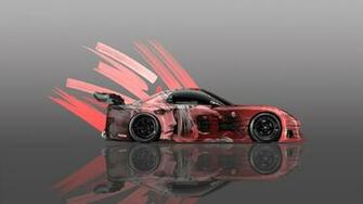 Jdm Side Anime Aerography Car Orange Neon Effects 4k Wallpaper