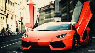 Lamborghini Orange City HD Wallpaper