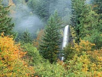 Waterfalls Autumn Lightsteelblue Darkkhaki Wallpaper