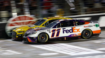 Denny Hamlin In Action Wallpaper