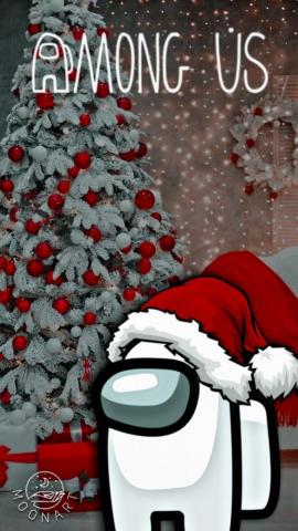 Wallpaper Among Us iPhone Christmas
