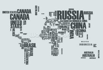 World Map Word Cloud Wallpaper Mural Wallsauce Us
