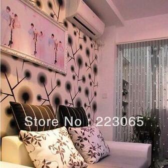 Pvc Wallpaper Modern Brief Emboss Black And White Dandelion
