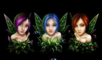 Three Little Fairies Wallpaper Background