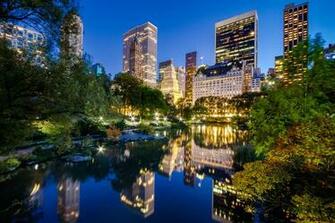 York City Manhattan River Reflection Buildings Night Wallpaper