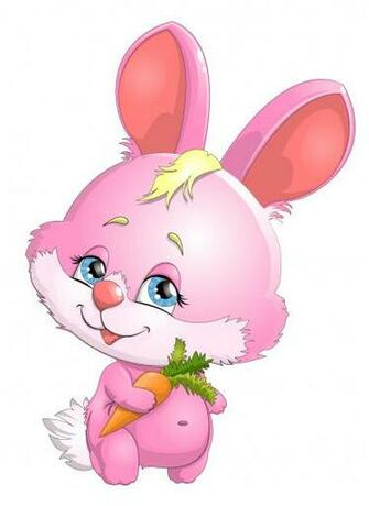 Cartoon Pink Bunny With Carrot Vector Graphic