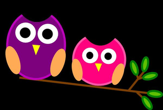 Two Cute Cartoon Owls Perched On A Branch Clip Art