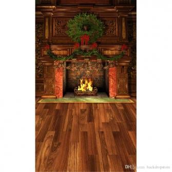 Indoor Garland Christmas Fireplace Background Winter Holiday
