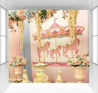 Pink Carousel Background Photography Backdrops Baby Children