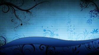 Blue Black White Flowers Lines Wallpaper