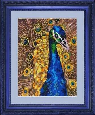 Colorful Peacock Beading On Needlepoint Kit Diy Beadpoint Lado