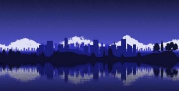 Blue Cityscape City Minimalist Wallpaper HD Image Picture