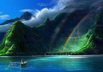 Sky Tree Water Waterfall Wallpaper