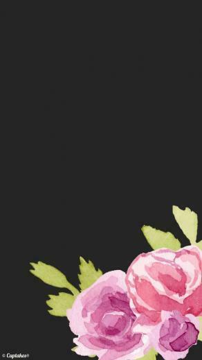 Black Pink Watercolour Floral Roses iPhone Background Phone