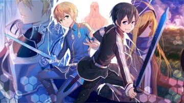 2girls 3boys Alice Armor Asuna Sao Black