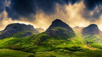 Wallpaper Scotland Mountains Clouds Sky Grass Landscape