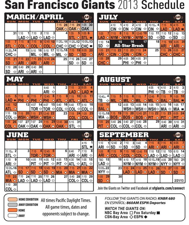 Printable Schedule Sf Giants Auto Design Tech