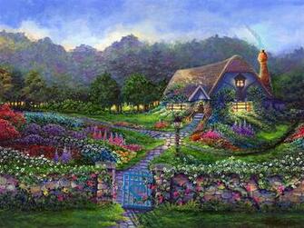 Cottage Painting Spring By Bonnie Cook