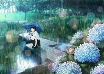 Anime Girl In Rain Wallpaper Id