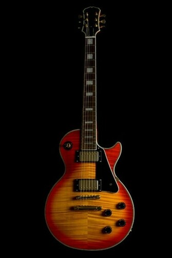 Electric Guitar Photo Six String On Black Background