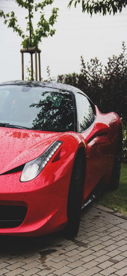 iPhone Xs Max Ferrari Background Parked Red
