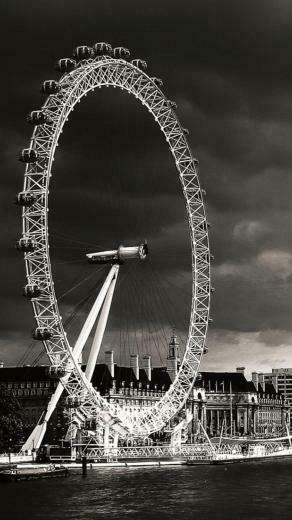 London Eye Black And White Android Wallpaper