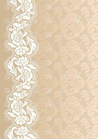 Beige Victorian Floral Wallpaper With Lacy Border Background