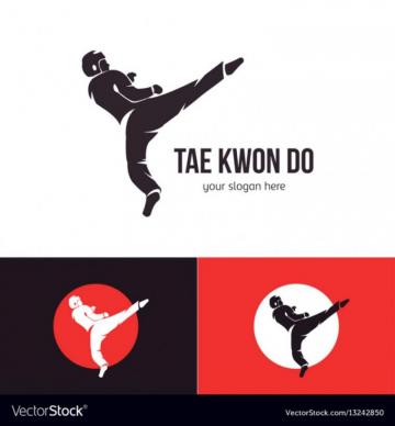 Taekwondo Logo Template Martial Arts Badge Vector Image Tae Kwon