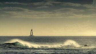 Sailing Boat In The Distance HD Desktop Wallpaper