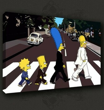 Simpsons On Abbey Road Funky S Print Pop Art Poster Many Sizes To