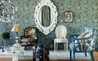 Luxury High End Decorated Living Room With Wallpaper Patterns